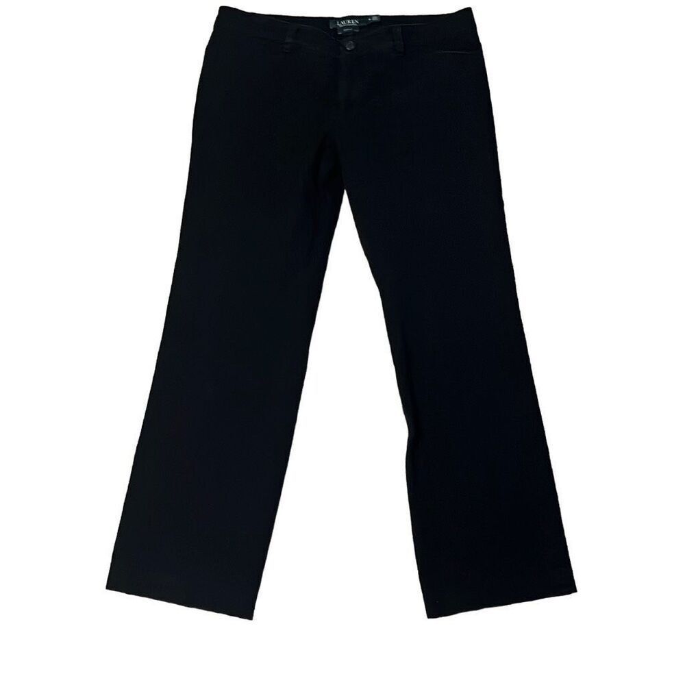 LRL Lauren Ralph Lauren Black Straight Leg Mid Rise Adelle Jeans Size 8 Stretch